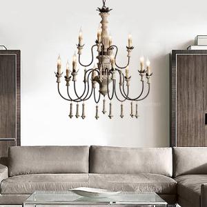 China Vintage Foyer chandeliers large wooden lustre rustic lighting suspension retro lamps(WH-CI-111) wholesale