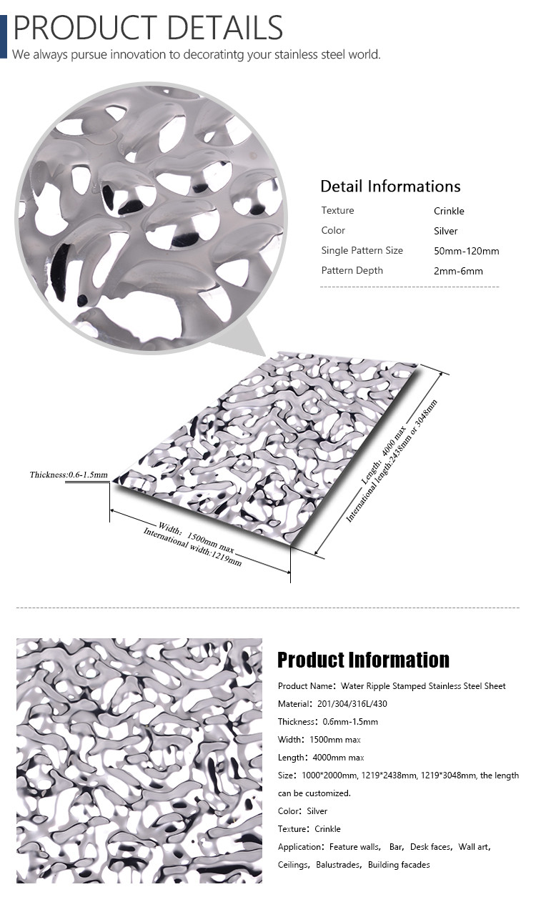 PVD Coating Stamped Stainless Steel Sheet Customized For Hotel Decoration