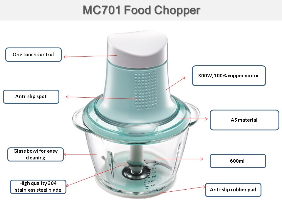 MC701 Glass Chopping Bawl Food Chopper Meat Mincer