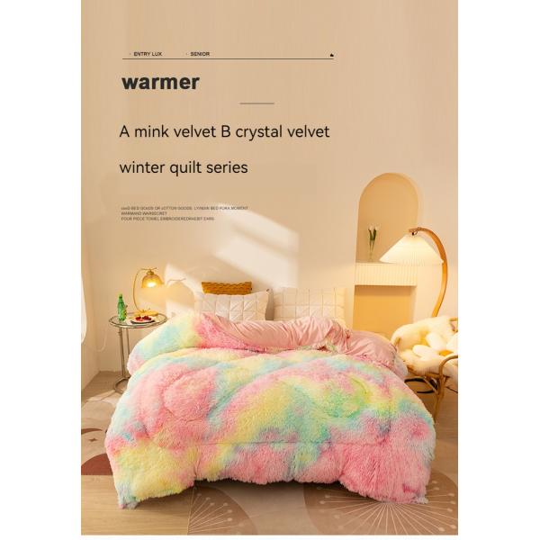 All-Season Thickened Winter Quilt with Long Hair Mink Velvet and 100% Polyester Warmth