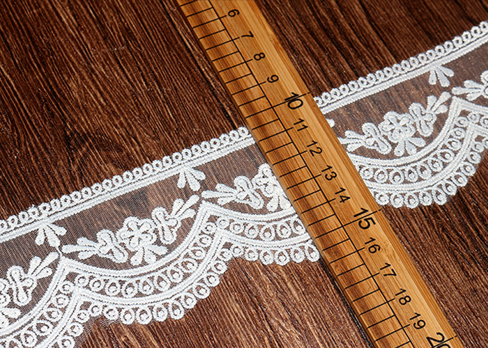 Bridal Embroidered Lace Trim Cotton Nylon Mesh Tulle AZO Free 5.5 CM Width