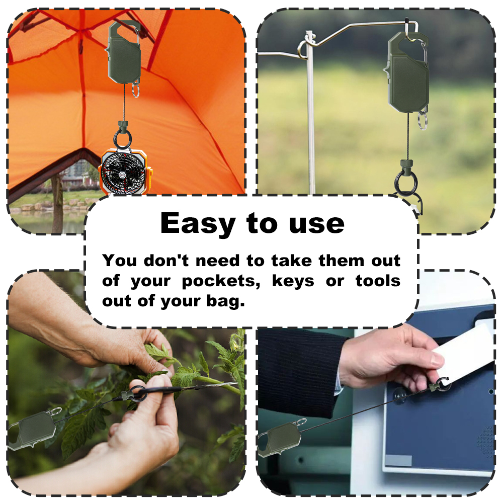 Deyi Badge Reel Heavy Duty Multitool Carabiner Badge Holder Retractable Keychain Clip Id Holder