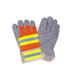 China LC21175 High Visibility Cow Split Leather Working Gloves for Occupational Safety wholesale