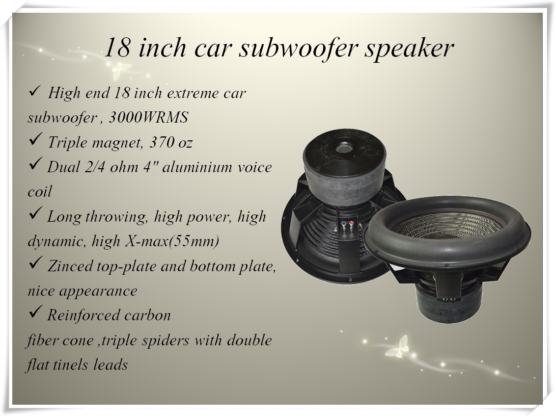 Home Theater 3000W RMS 90dB 18 Inch SPL Car Speakers