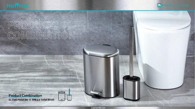 Stainless Steel Compact Bathroom TPR Toilet Brush Holder SET Hot Europe Style Durable Cup Material Polypropylene