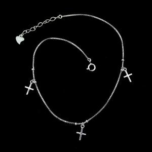 China Cross Shape Plain Silver Bracelet / Simple Design Silver Rope Bracelet wholesale