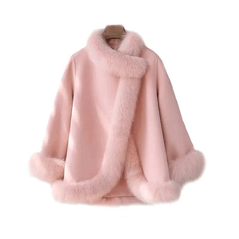 New Design Autumn Winter Warm Women Shearling MID-Length Fox Fur Coats for Ladies