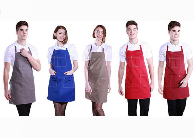 Solid Color Womens Kitchen Aprons Comfortable Wide Straps Collar Neck Hanging Design