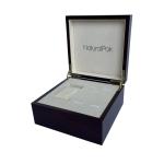 Custom Wine Red Wood Paper Packaging Box Silver Metal Logo Watch Set Box