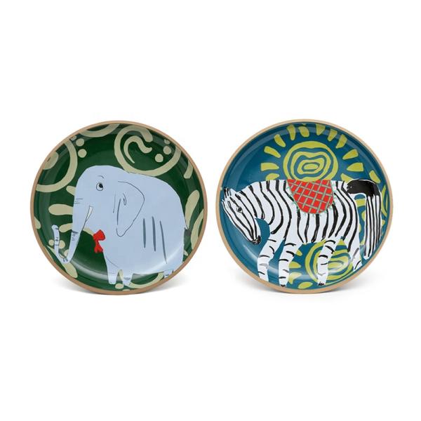 Pottery Stoneware Lovely Design Cute Animal Printed Grey Green Halloween Dinner Plates Ceramic