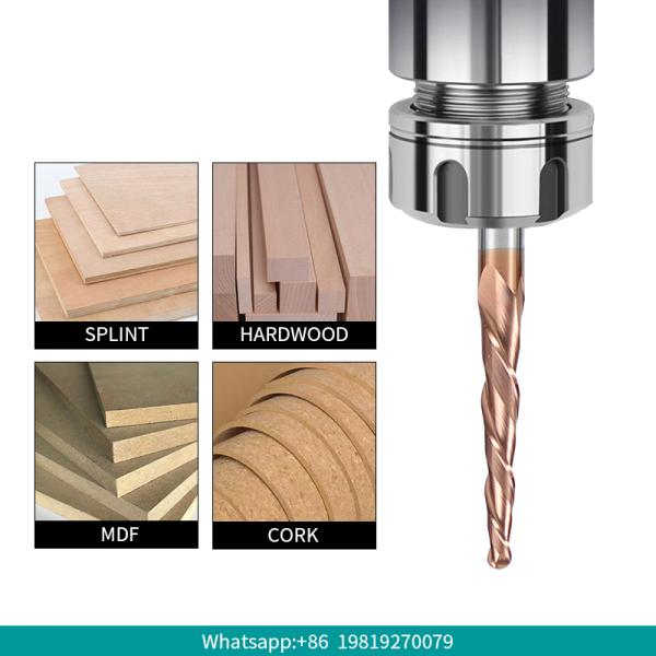 YingBa Wholesale Price 8mm CNC Wood Router Bit Diamond 2Flute Spiral Tapered Ball Nose End Mil Milling CNC Cutter for Wood MDF