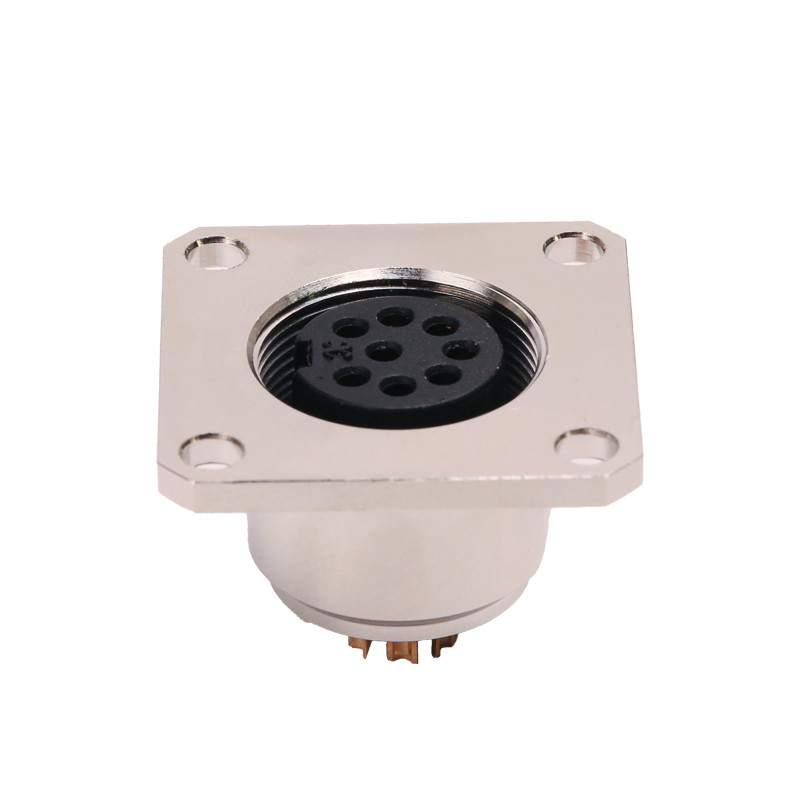 250V M16 Circular Connector Square Panel Mount Female Solder Connector 8 Core Plug