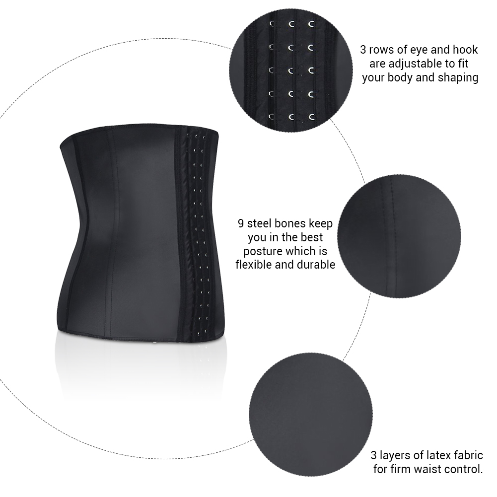 Women's QUICK DRY Waist Trainer Neoprene Body Shaper Three Belt Slimming Sheath for Tummy
