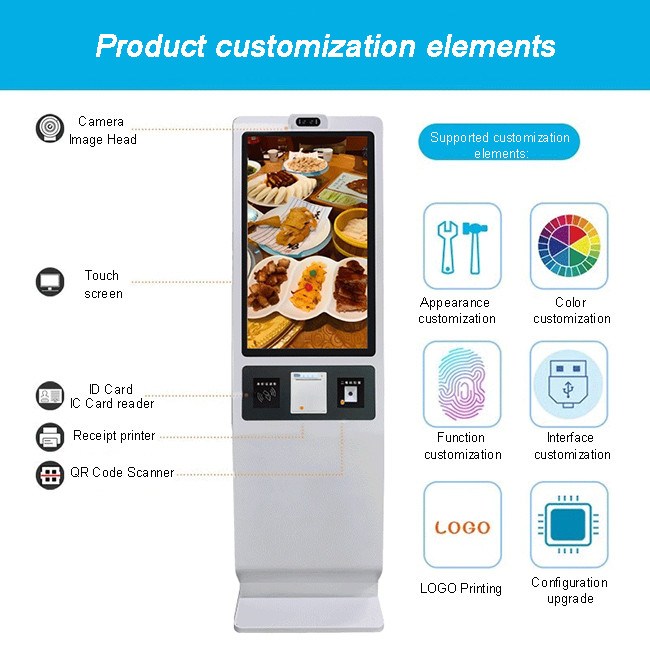 Curved Self Ordering Kiosk Square Self Order Kiosk With Immersive Display