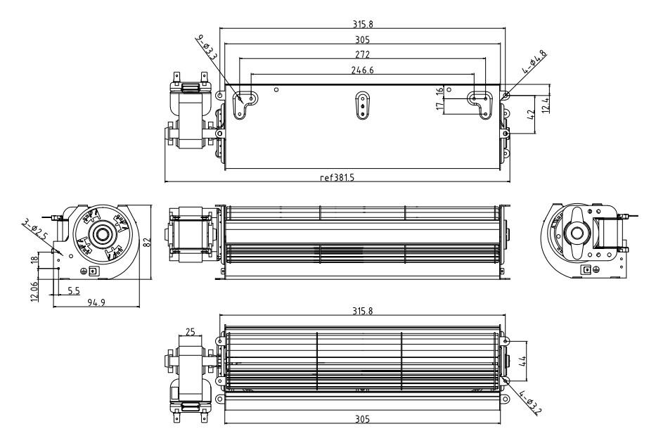 65mm Tangential Air Curtain Blower Fan 40W 60 - 300mm Diameter