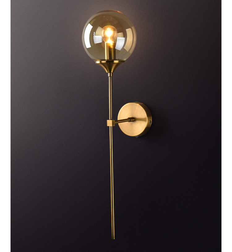 Rose Gold Color glass ball wall sconce for Corridor Living room Studio Bedroom ( WH-OR-07）