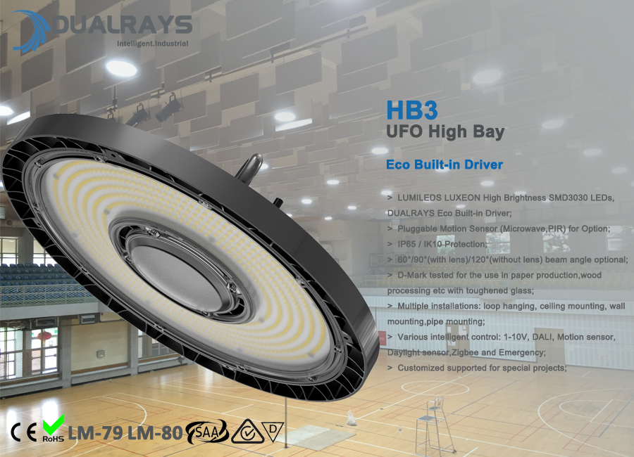 DUALRAYS Built-in Driver Slim Design UFO LED High Bay Light Econimic for Distributor Wholesaler and Online Shops
