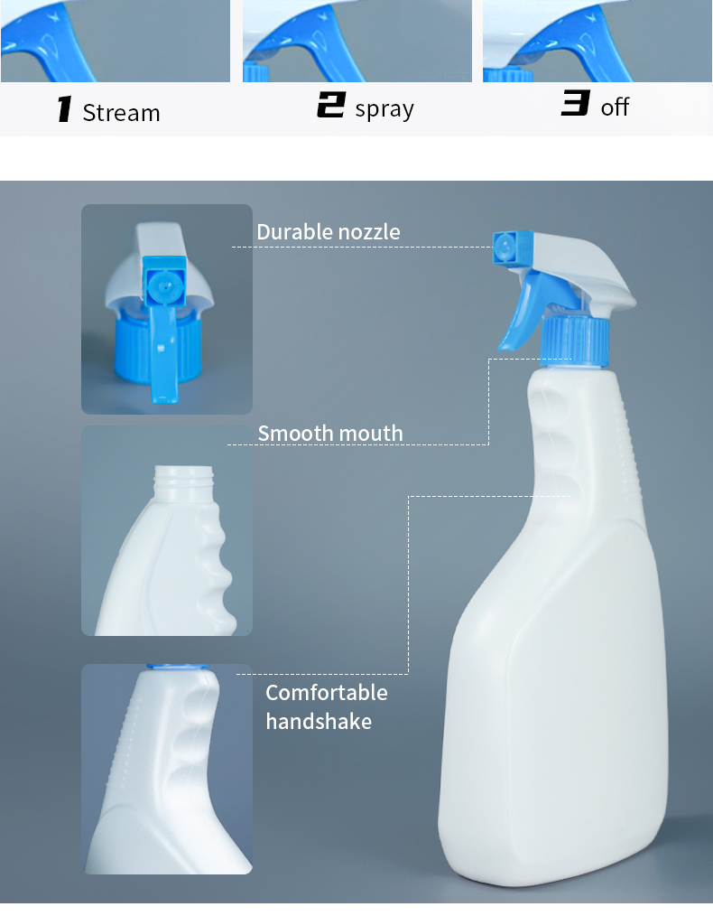 Cleanser Detergent Plastic PE Spray Bottle With Nozzle 950ml 500ml