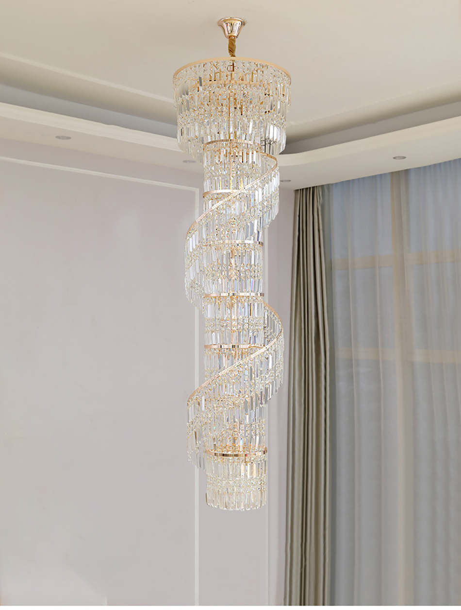 Luxury crystal chandelier duplex building hollow living room lamp large chandelier(WH-NC-91)