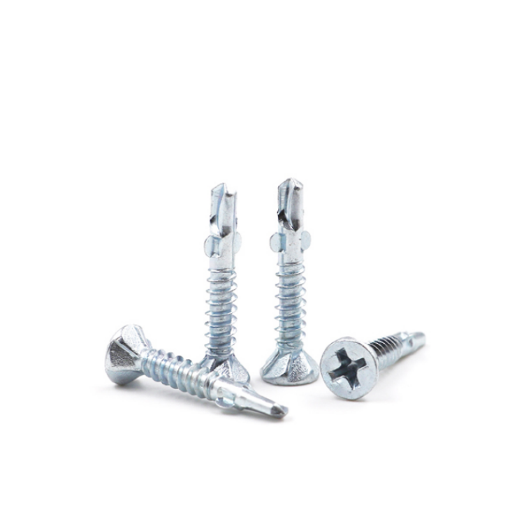 Steel Zinc Plated Phillips Flat Head Self Drilling Screws with 2 Ears CSK Head Design