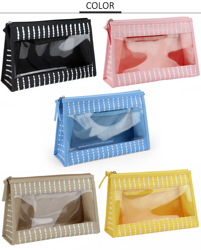 Clear Transparent Zipper PVC Polyester Makeup Cosmetic Bags