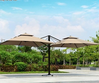 Customized High End Garden Patio Two Head Umbrella Outdoor Cantilever Parasol