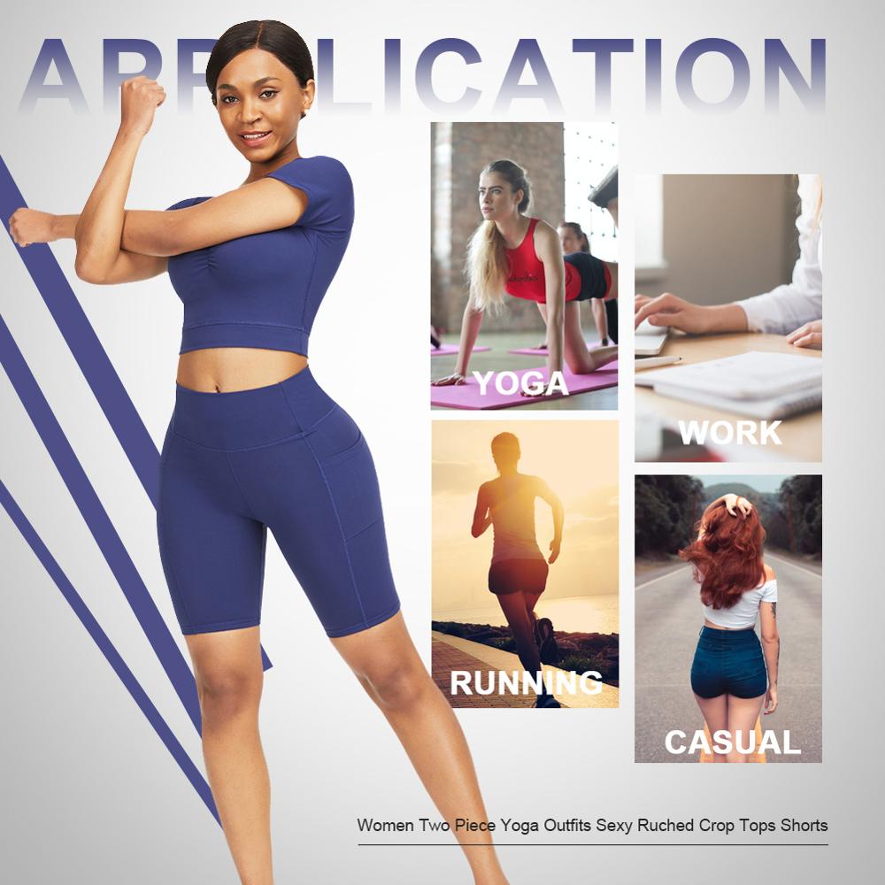 Women's Seamless Yoga Set Running Shirts and Shorts Sets for Fitness Gym Crop Tops
