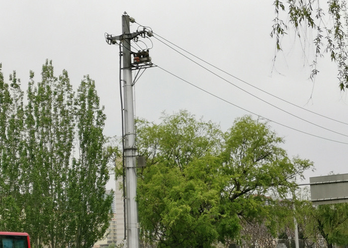 10KV Q235B Steel Transmission Pole , CO2 Welding Transmission Line Pole