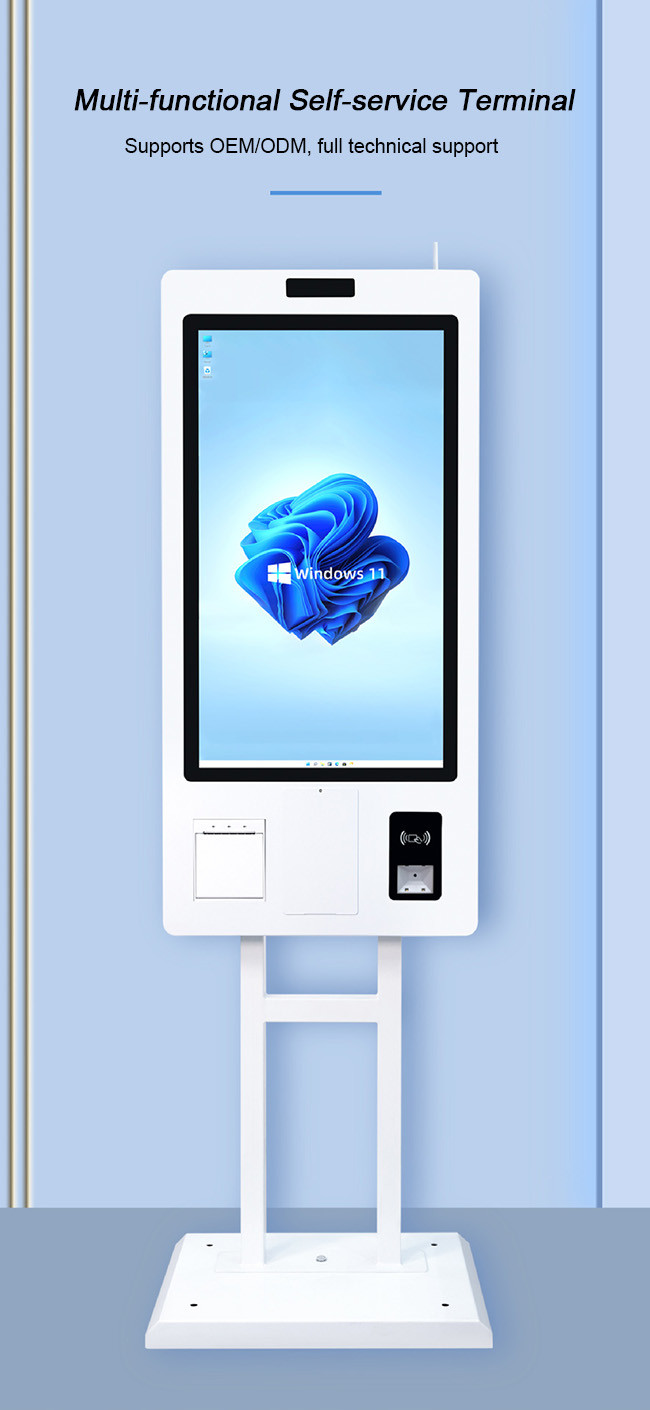 OEM ODM Self Ordering Kiosk 32in Interactive Self Service Kiosk Fast Food