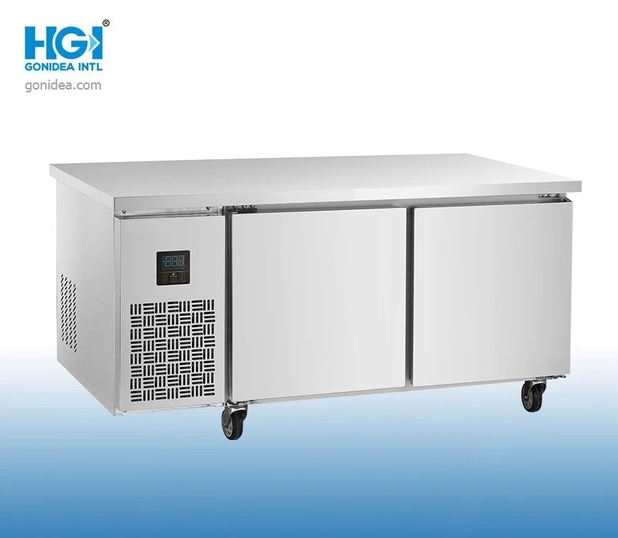 Stainless Steel Refrigerant R600A Commercial Refrigerator With 2 Glass Door