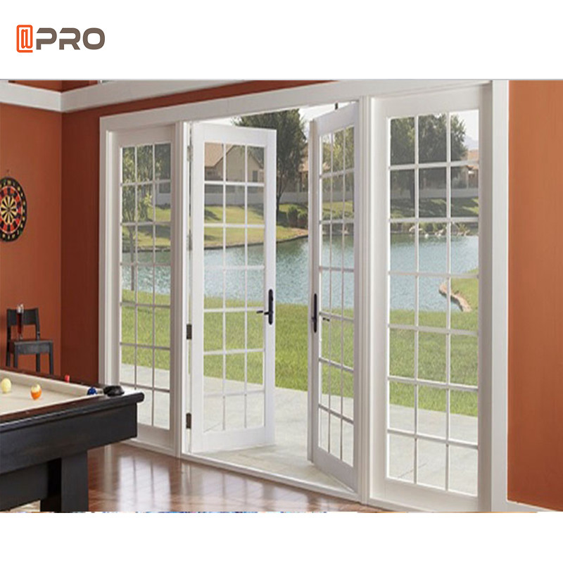 Black Thermal Break 48 Inches Exterior French Doors With Opaque White Glass Hinged Front French Door