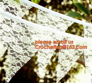 China Photo booth burlap banner wedding burlap lace banner, lace bunting banner vintage, rustic wedding banner wholesale