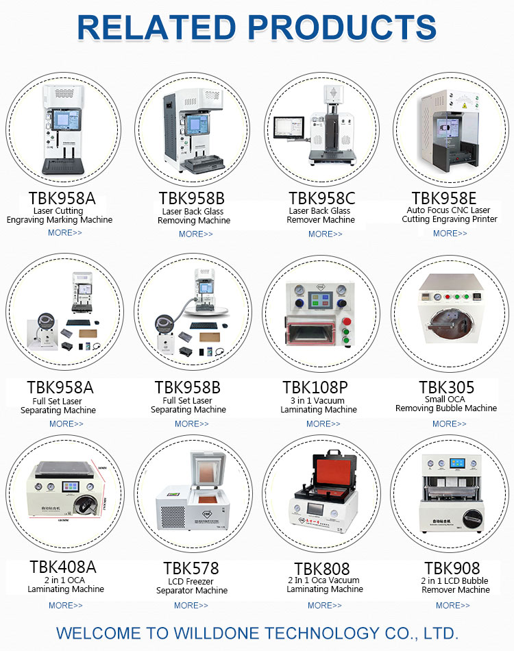 TBK 958z Front Back Glass UV Laser Removing Machine For iPhone 11 12 Pro max LCD Repair Frame Removal Laser Separating M