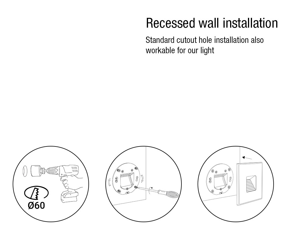 IP54 3W Concrete Recessed LED Wall Light Waterproof For Retail Shop