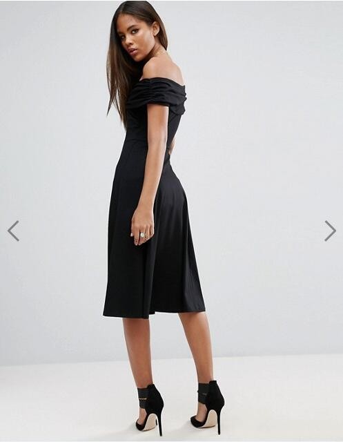 Newest Design Women Off Shoulder Sexy Black Midi Dress