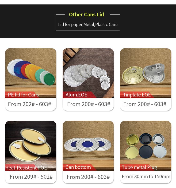 Regular Mouth 202# Easy Open Ends Lid Can Cover Cap 52mm Diameter