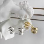 Lanciashow 925 Solid Silver Gold Plated Jewelry Hoop Earrings Simple Concavo