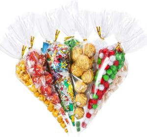 China Clear Plastic Packaging Treat Bags , Cellophane Cone Sweet Bags wholesale