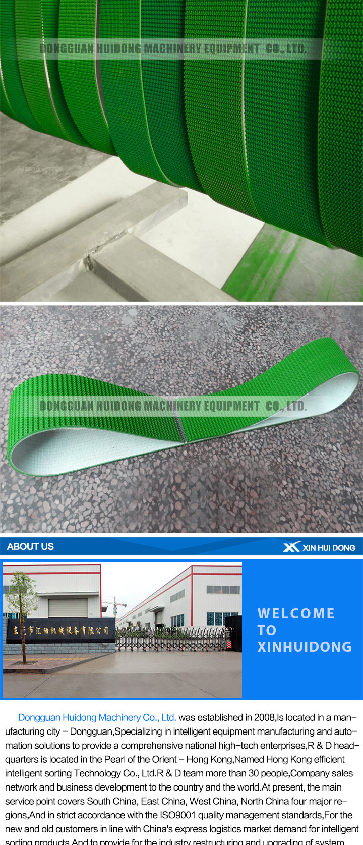 Green Rubber Conveyor Belt PVC Pattern Conveyor Belt Ribbed Custom Design