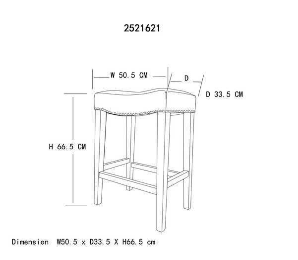 W50.5cm D33.5cm Black Leather Bar Stools Set Of 2 With Rubber Wood Leg