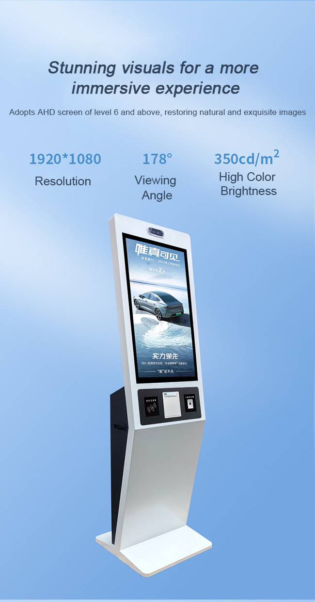 AR Kiosk Self Ordering 1920*1080 Fast Food Ordering Kiosks White