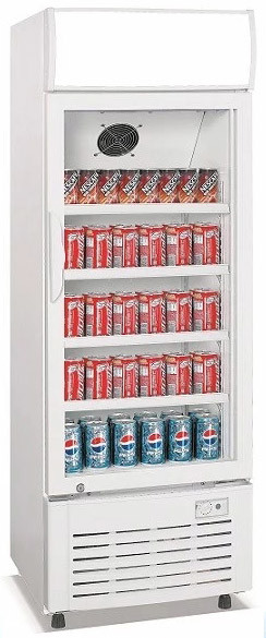 308L upright signle door aluminium inner direct cooling display beverage cooler