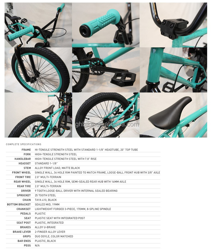 NO Suspension 20inch BMX Racing Bicycle with Aluminum Alloy Frame and Single Speed Gears