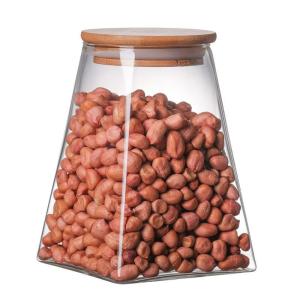 China Bamboo Lids Food Canister Kitchen Airtight Glass Jar wholesale