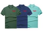 Navy Color Men's Cotton Polo Shirts Stand Collar , Fashion Short Sleeve Polos
