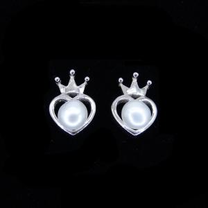 China European Real Pearl Earrings Imperial Crown Shape S925 Jewelry Display Royal Style wholesale