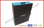 Embossed Black Fake Leather Square Luxury Gift Boxes , Silver Hot Stamping Fake