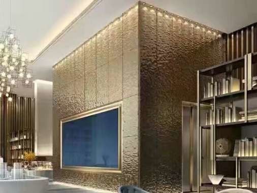 Water Wave Shaped Stainless Steel Panels Rose Gold Mirror Finish For Hotels Villa Lobby Interior Decoration