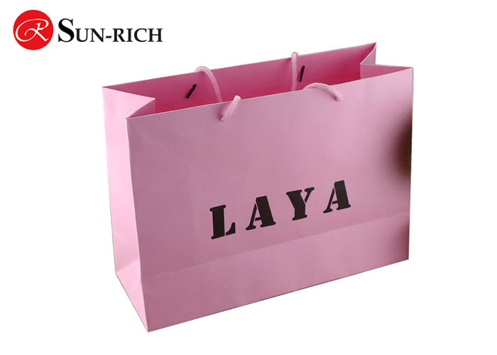 Customized Pink Printed paper bag for gift , garments