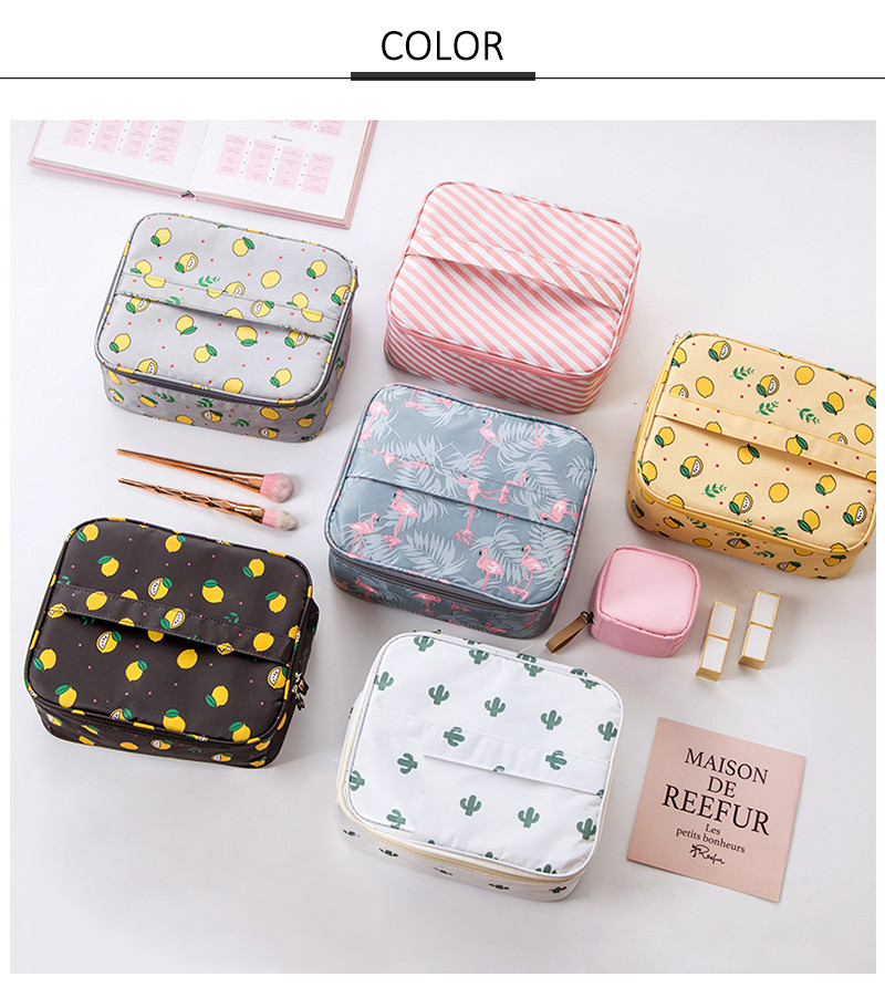 Zipper Velcro Closure Cute Cartoon Polyester Makeup Organizer Bag